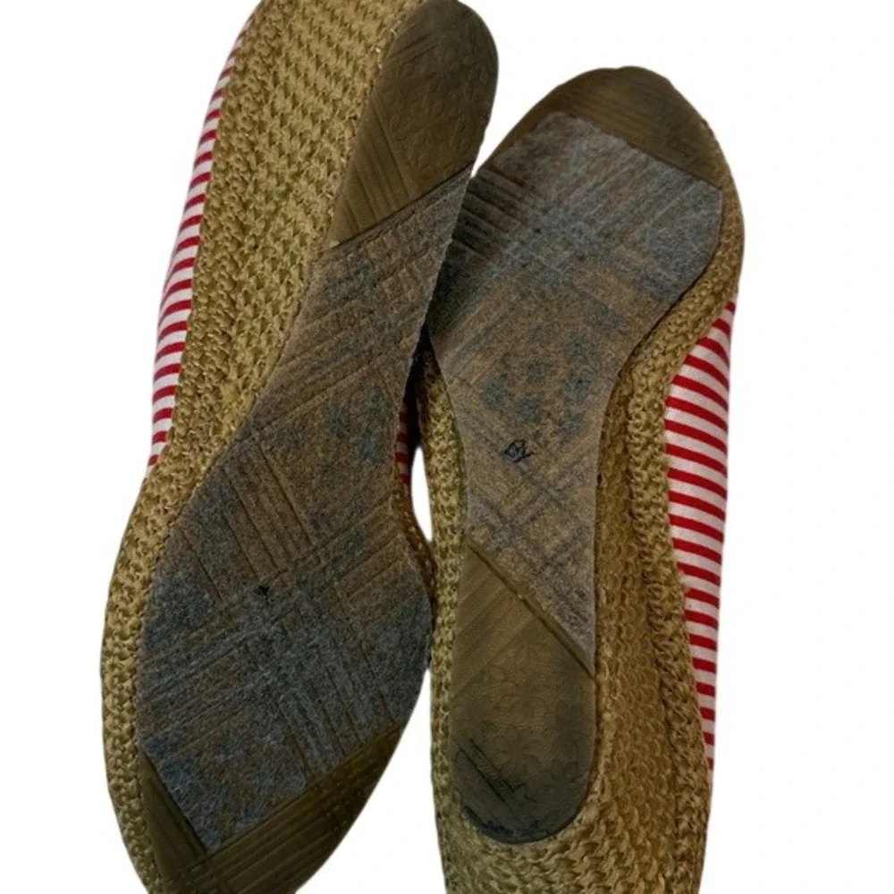Beacon Espadrille Heel Women Red White Americana Striped Canvas Nautical Shoe 8M